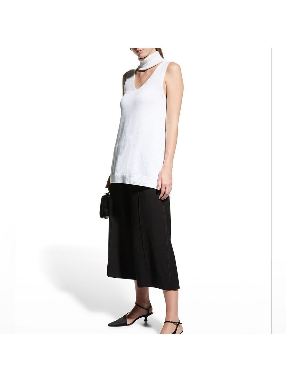 Revolve Milly Cotton-Blend Tunic with Ribbed Neckline and Hem Turtleneck